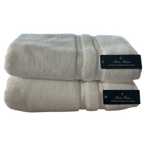 BROOKS BROTHERS 2 Piece Set White Premium Turkish Cotton Bath Towels NWT 29.5x55